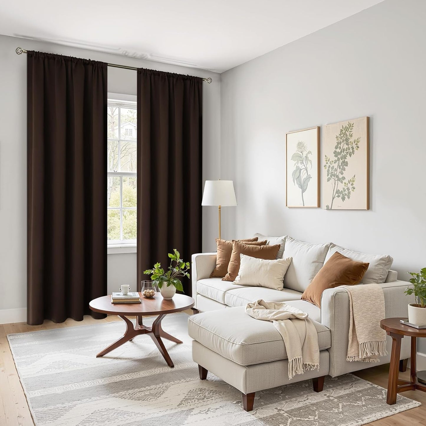 BGment Brown Blackout Curtains for Living Room - Chocolate Thermal Insulated Drapes Room Darkening Privacy Extro Long for Bedroom, 52 x 90 Inch, 2 Panels