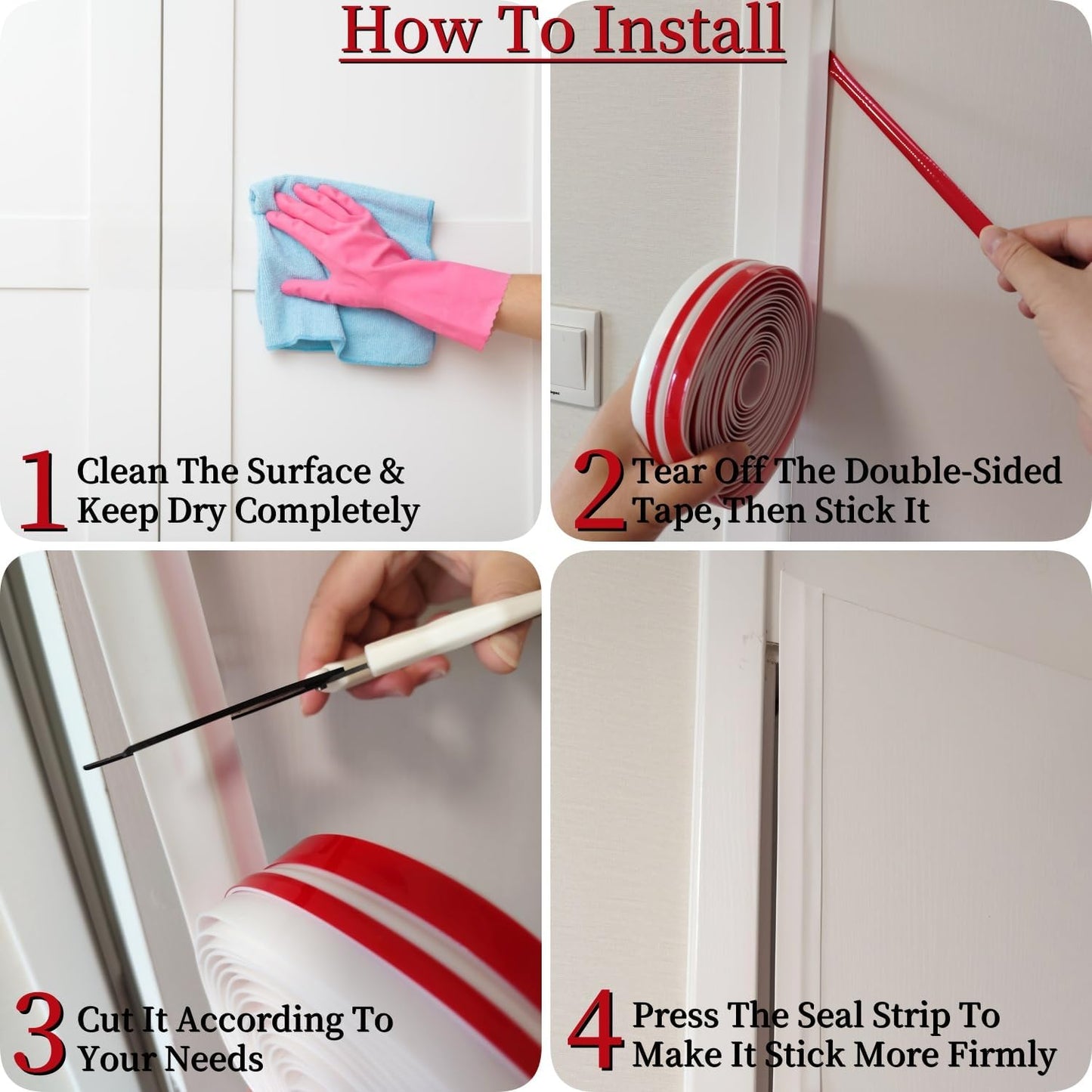 T Shape Door Seal Strip for Door & Windows Gaps，Draft Stopper Bottom Sweep Weather Stripping for Energy Saving, Noise Reduction,Easy Install (White, 1.38" W x 9.8Ft)