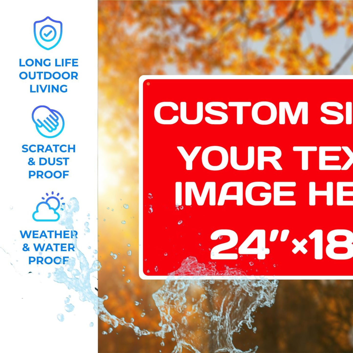 Personalized Aluminum Weatherproof Metal Signs - Custom Text & Picture, Multiple Sizes - Hazard, Garden, Custom Door & Business Signs