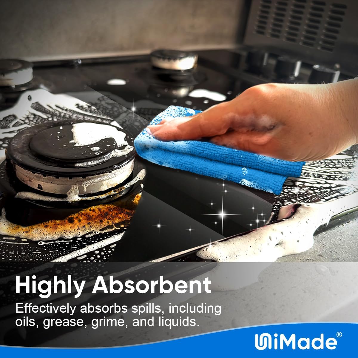 Shop Towel Rag, 200 Pack Reusable Rags Bulk Microfiber Cleaning Cloth Lint Free Towels for Car Kitchen Automotive Bar Mechanic Restaurant Garage, 11.5"x 11.5", Blue