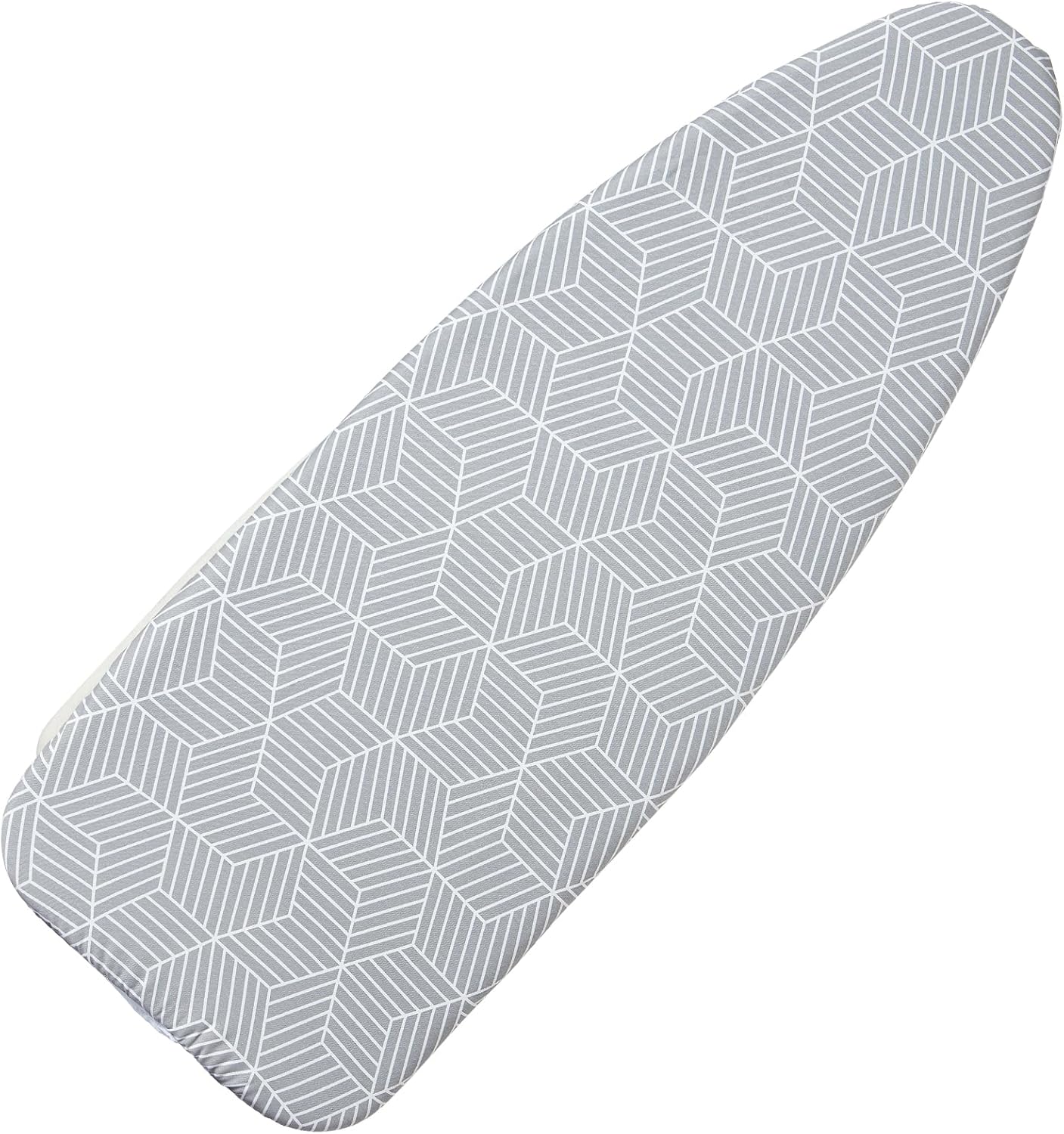 Wide Ironing Board Cover with Padding 18 x 49 inch Heat Reflective with Hook and Loop Fasteners, Thick Padding with Elasticized Edges, 3 Layers Iron Board Cover (Gray Cube)