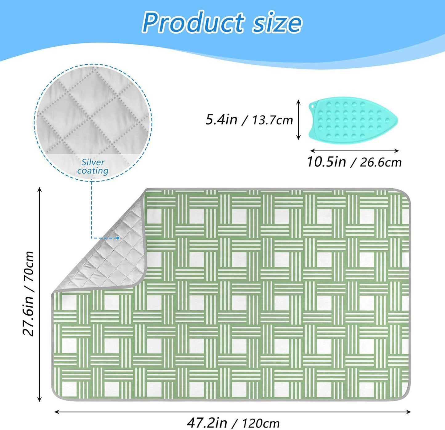 Ironing Mat for Table top Portable Ironing Pad Blanket for Washer Dryer Countertop Travel Green Abstract