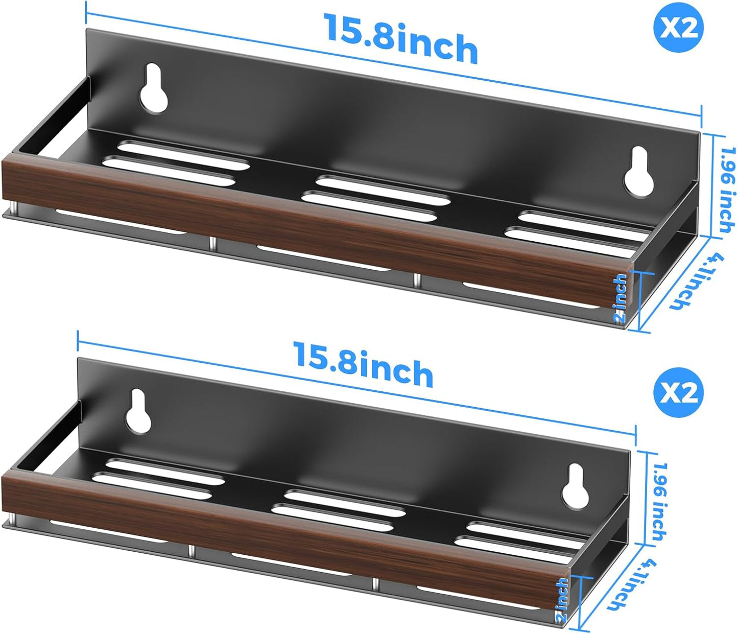 Walnut Magnetic Spice organizer for Refrigerator Wall Mount Spice Rack Magnetic Fridge Shelf Spice Jar Seasoning Organizer (4 PSC)