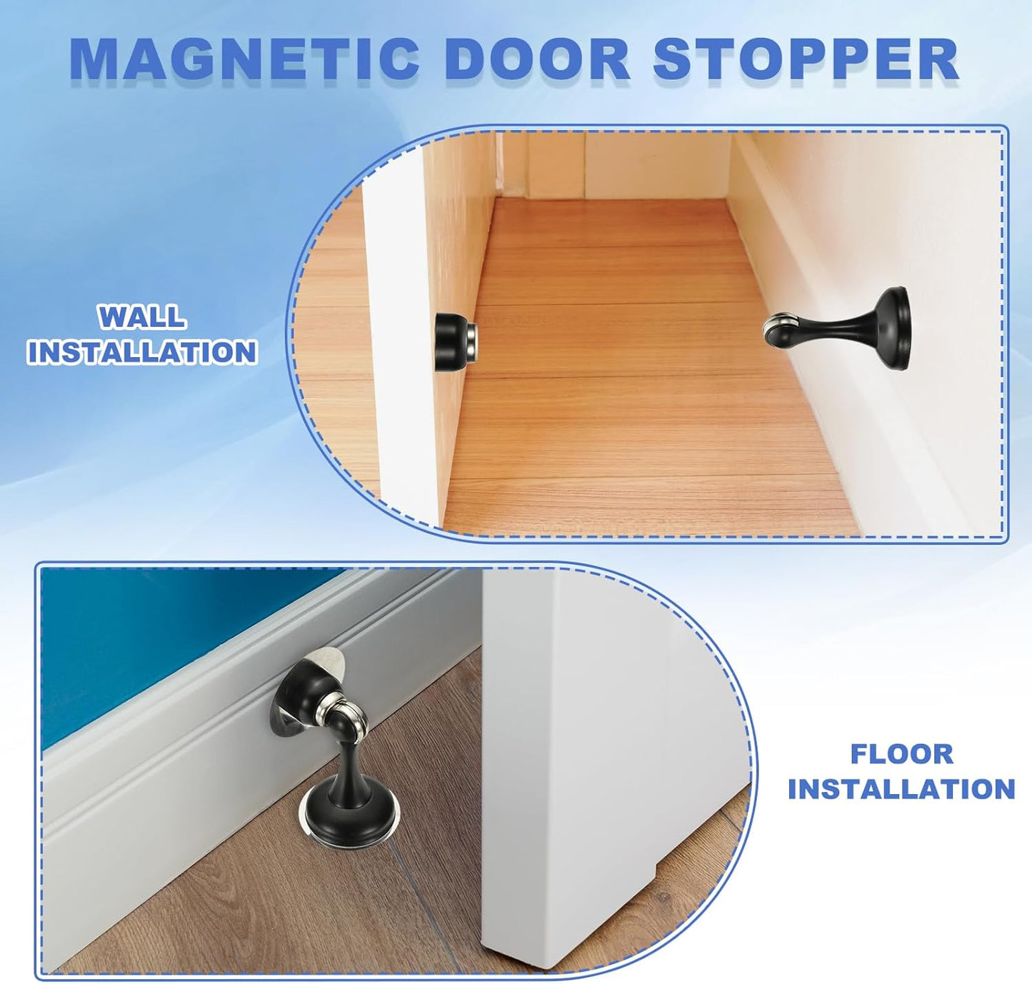 uxcell Magnetic Door Stopper, Stainless Steel Heavy Duty Door Holder, No Drilling Doors Knob Wall Protector with Self-AdhesiveTapes and Screws for Home Wall Floor Mounting, Red Bronze