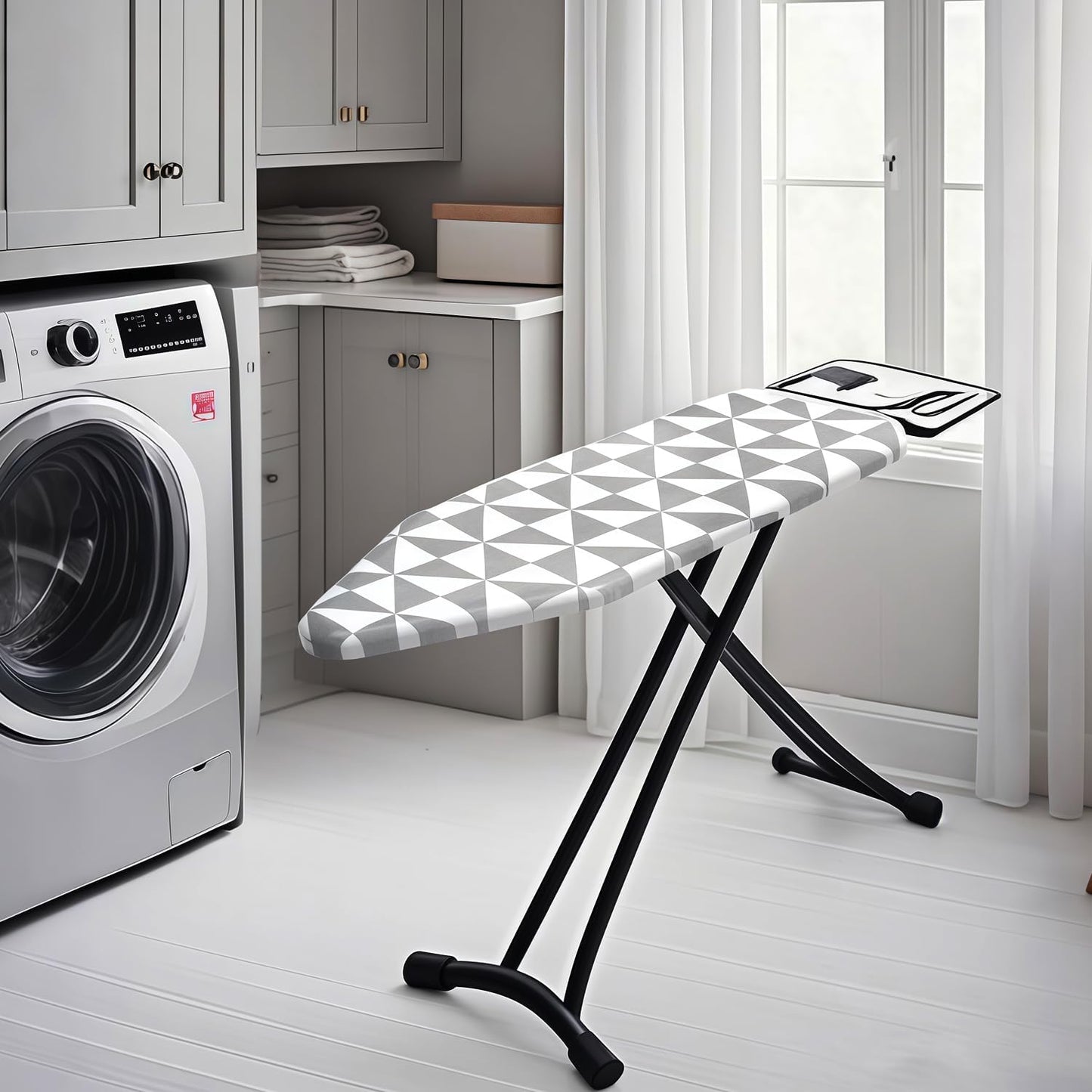 Ironing Board Cover with Two 5MM Thick Feltpads,13"x43"Heat Resistant Replacement Ironing Board Cover and Pad,Fits Standard Ironing Boards,Durability and Easy to Install