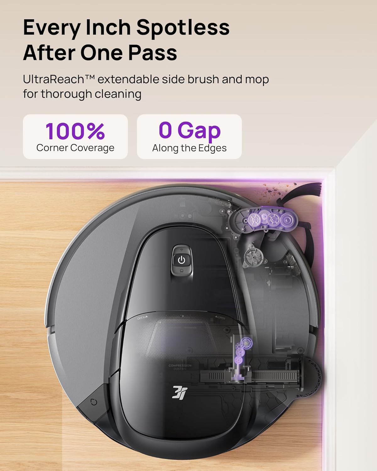 3i G10+ Robot Vacuum and Mop Combo, 18,000 Pa Suction, 60-Day Hands-Free Cleaning with Quiet Debris Compression, Smart LiDAR Navigation, Auto Extension Along Edges, Ideal for Hard Floors & Carpets