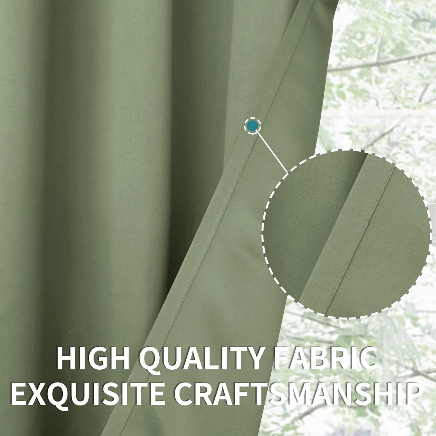 BGment Short Blackout Curtains 40 Inches Length - Rod Pocket Thermal Insulated Room Darkening Window Drapes for Kitchen Bedroom Bathroom, Olive Green, 2 Panels, 42 x 40 Inch