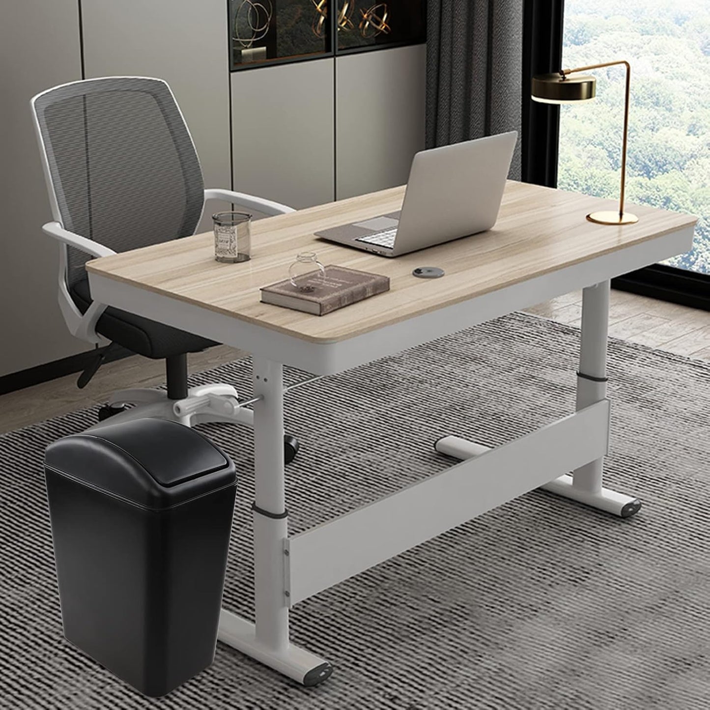 4.5 Gallon Swing Top Trash Bin, Plastic Garbage Can with Lid, Black, 3 Pack