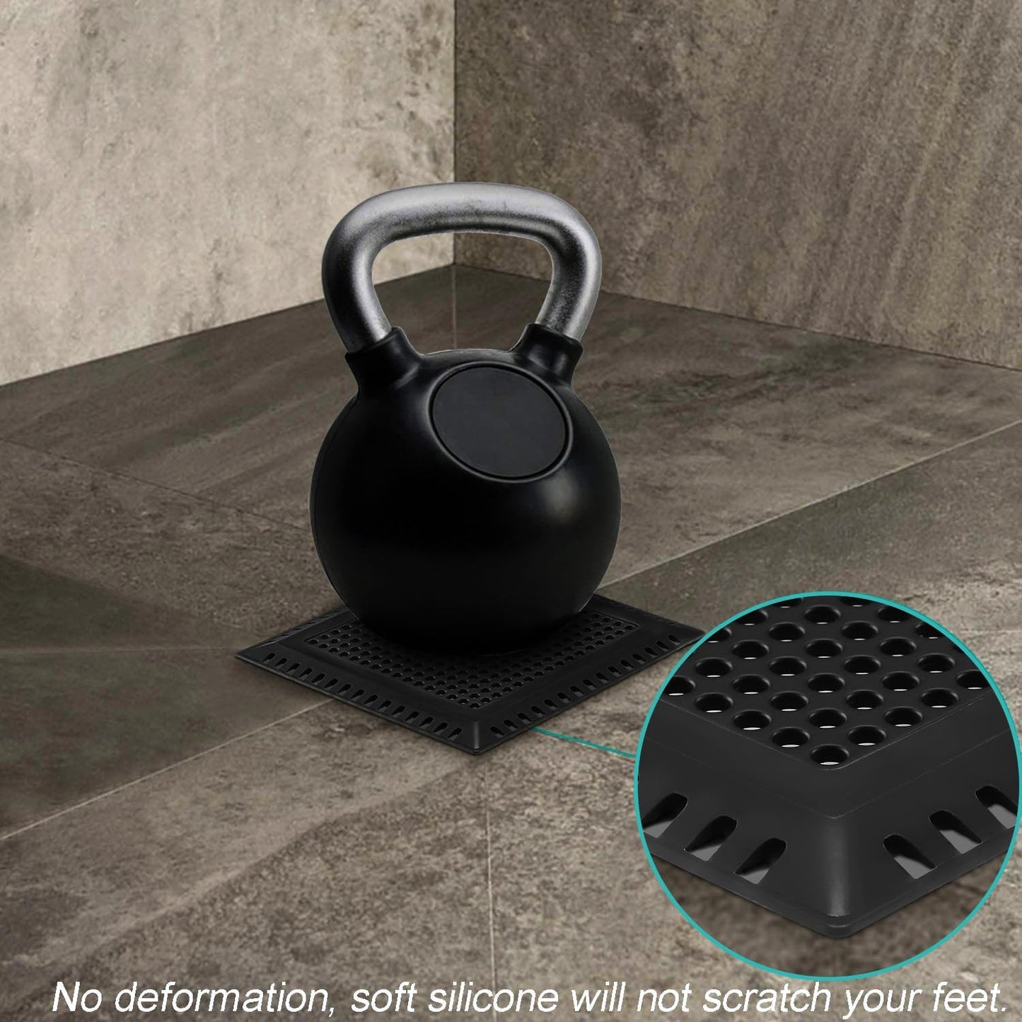 Drain Hair Catcher/Drain Strainer/Square Shower Drain Cover for Bathroom Floor Drain, Stainless Steel and Silicone Hair Stopper (Patented Product)