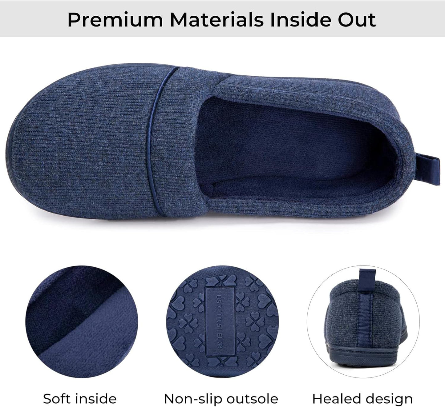 HomeTop Women's Comfy Loafer Slippers Lightweight Memory Foam Non-slip Indoor House Shoes