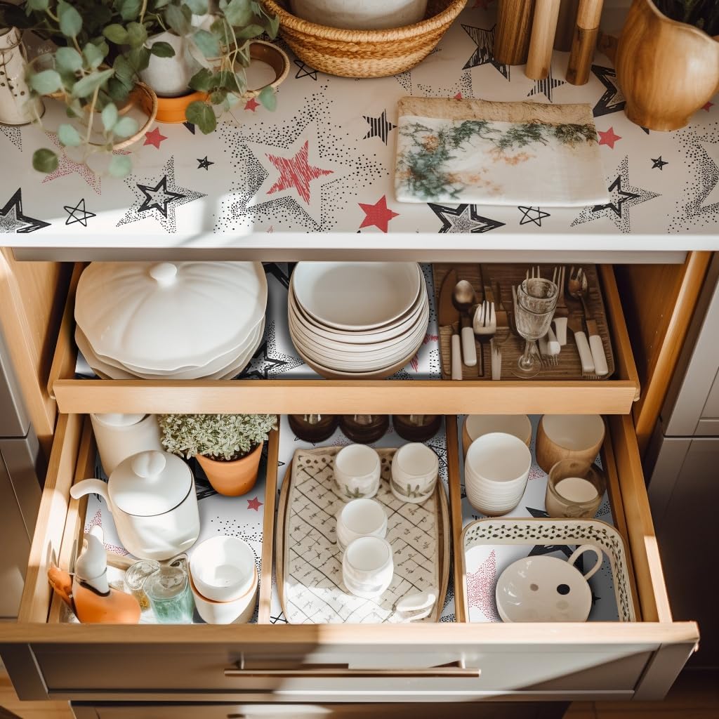 Shelf Liner 18" W x 288" L Non Adhesive Kitchen Drawer Liner, Waterproof Shelf Liner Durable Anti-Slip for Kitchen Cabinets