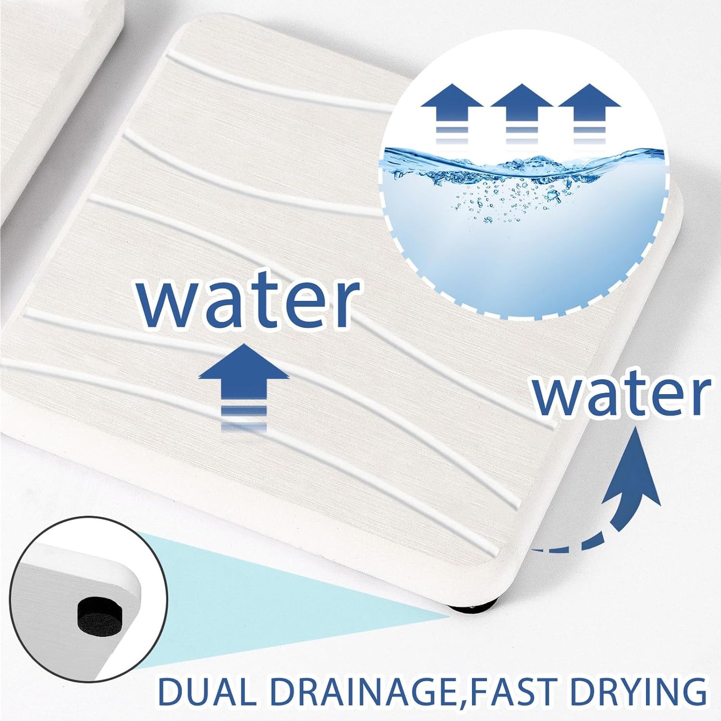 3PCS Water Absorbing Stone Tray, Fast Drying Stone Sink Tray, Stones Soap Trays, Water Absorbent Diatomite Trays, Diatomite Coasters for Kitchen Sink Bathroom Counter, Hand Soap Dish & Holders