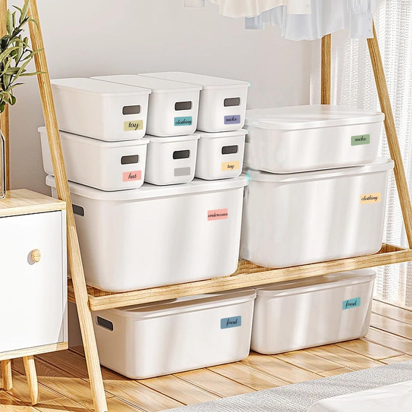 STARLIBOO Removable Freezer Labels, 1x2 Inch Color Coding Removable Label for Food Containers, 360 Freezer Stickers Tape to Write on/Waterproof/Easy Peel Off(8 Colors Morandi)