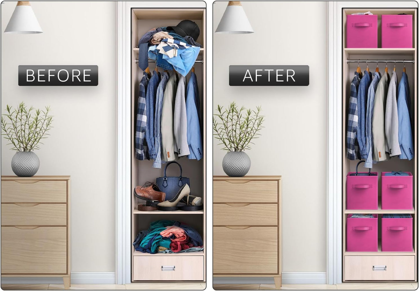 Sorbus 13 Inch Storage Bins - Sturdy Collapsible Fabric Storage Cubes with Handle - 8 Foldable Baskets for Organizing Clothes, Toys, Books - Storage Baskets for Shelves, Closets