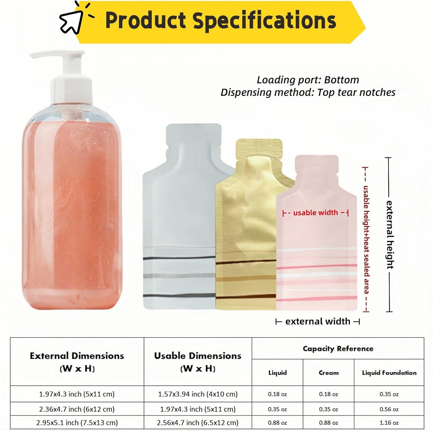 100 Pack 2.95x5.1 inch Heat Seal Sample Mylar Packets for Portable Travel Toiletries Empty Disposable Liquid Shampoo Pouch Single Serving Coffee Powder Condiments Food Storage (White)