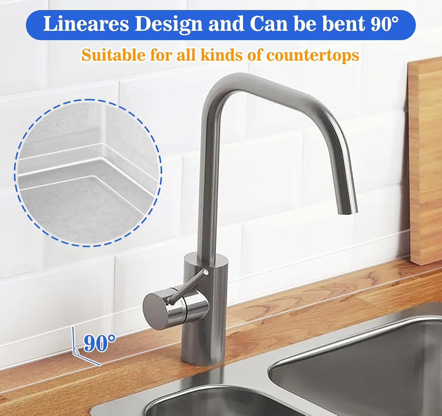 ABSOFINE Caulk Tape Waterproof Self Adhesive, Clear Toilet Caulk Sealant Tape, Shower Seal Strip for Kitchen, Countertop, Bathroom, Sink Bathtub Toilet Edge Protector with Sealing Tool (1.97"x16.4Ft)