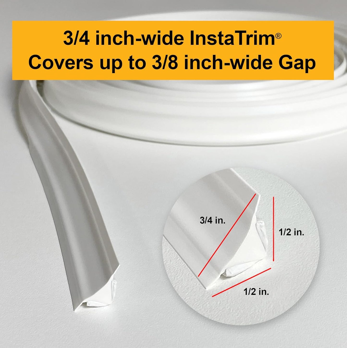 InstaTrim The Original Flexible Trim -10ft Dark Brown 3/4" Wide Caulk Tape - Adhesive Trim with Many Uses Including Caulking for Bathtubs, Sinks, Counters, Tile, Floors - Made in USA
