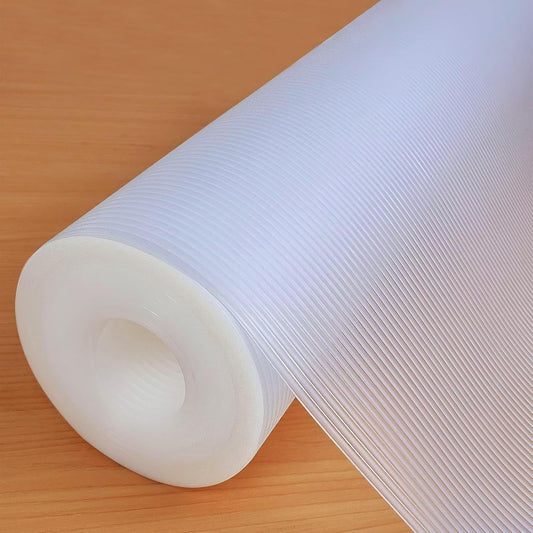 Shelf Liners 26 in x 20 ft EVA Drawer Mats, Non-Adhesive Cupboard Protector, Kitchen Cabinet Lining Fridge Liner (Clear Stripe, 66x610cm)