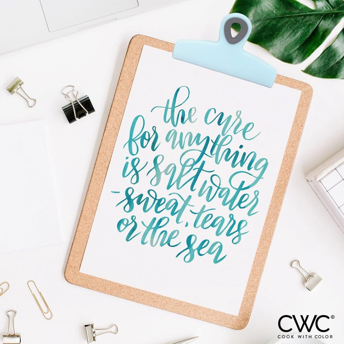 COOK WITH COLOR Bag Clips - Heavy Duty Chip Clip and Refrigerator Magnet Clips for Food Storage with Air Tight Seal Grip, Blue Ombre, Pack of 4 Large Clips