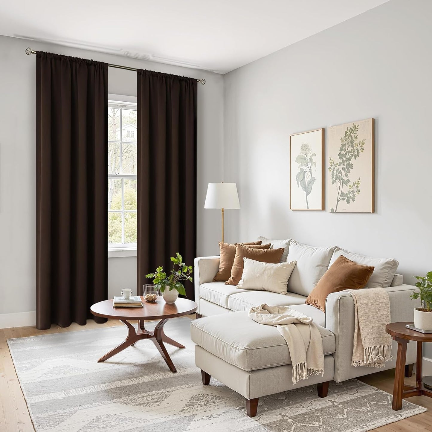 BGment Rod Pocket Blackout Curtains for Bedroom 84 Inches Length - Thermal Insulated Room Darkening Curtain for Living Room, 42 x 84 Inch, 2 Panels, Brown