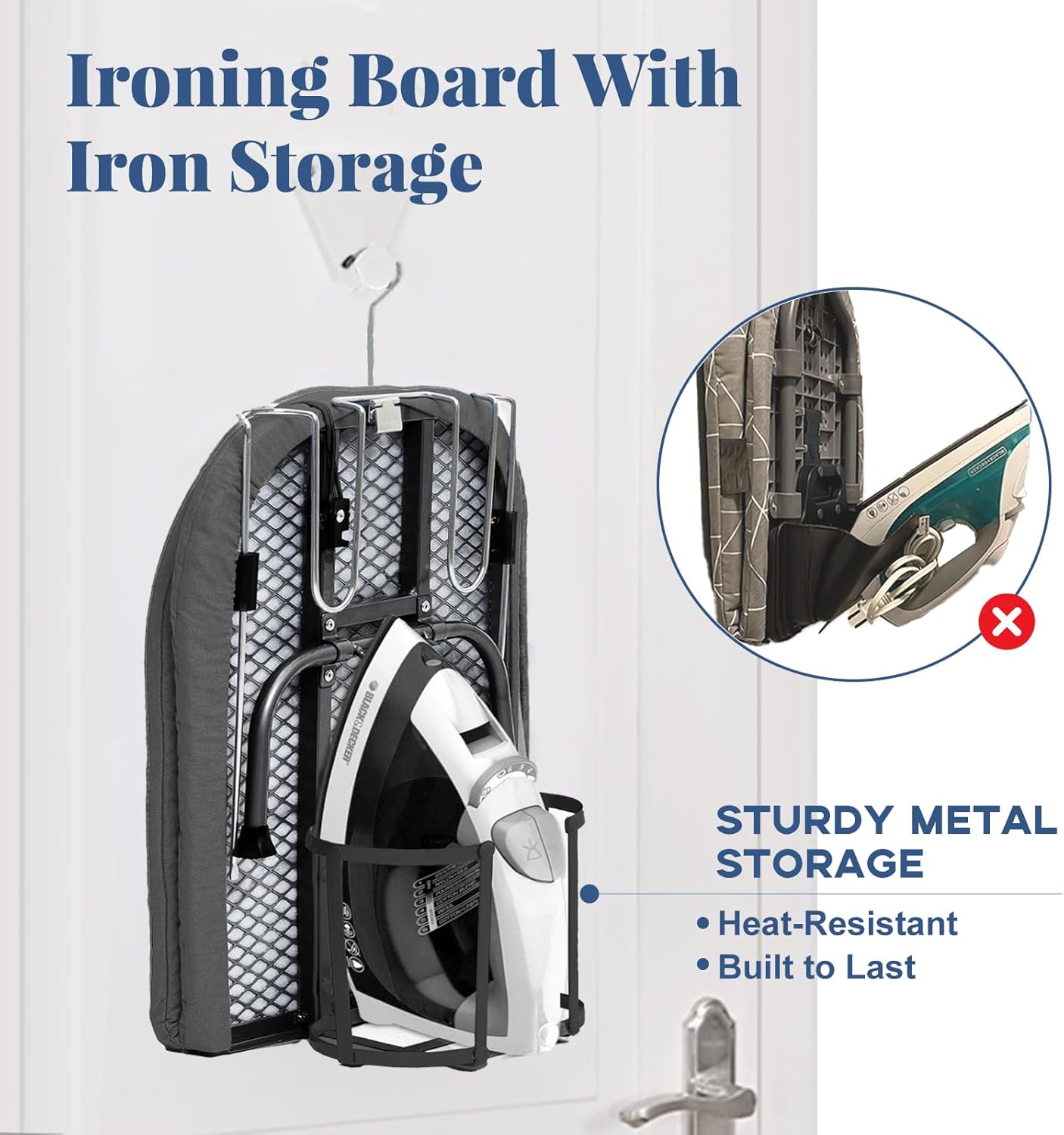 Tabletop Ironing Board with Iron Holder, RAINHOL Small Folding Ironing Board with Cover and Pad, Portable Compact Mini Iron Table for Home & Travel, Black