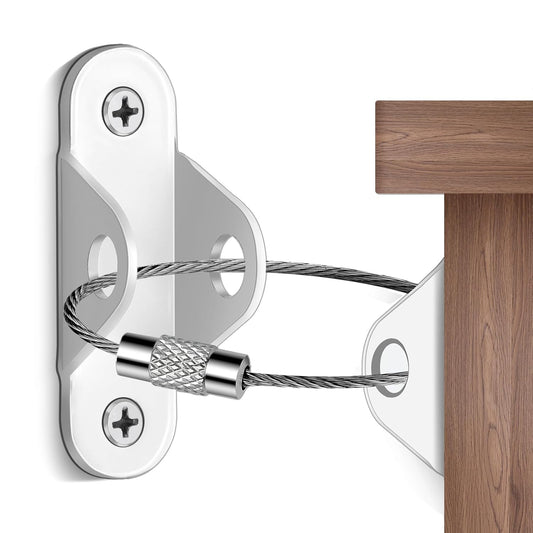 10-Pack Baby Proof Heavy Duty Furniture Anchors for Dressers, Bookcases and TV Cabinets 400LB Anti Tip Kit with Stainless Steel Hardware Shock Straps (White)