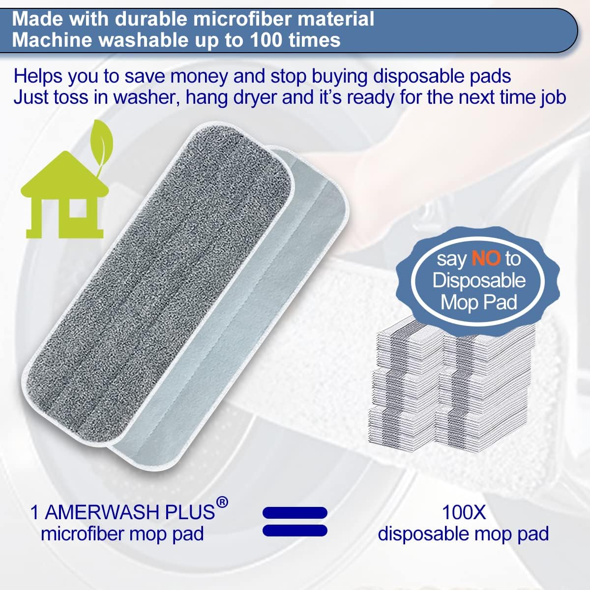 Microfiber Replacement Mop Pads 16.5''x5.5'' Compatible with Most Reveal Mop, 5 Packs Reusable Wet/Dry Floor Cleaning and Scrubbing Mops Refill Fit 14” to 16” Spray Mop Heads