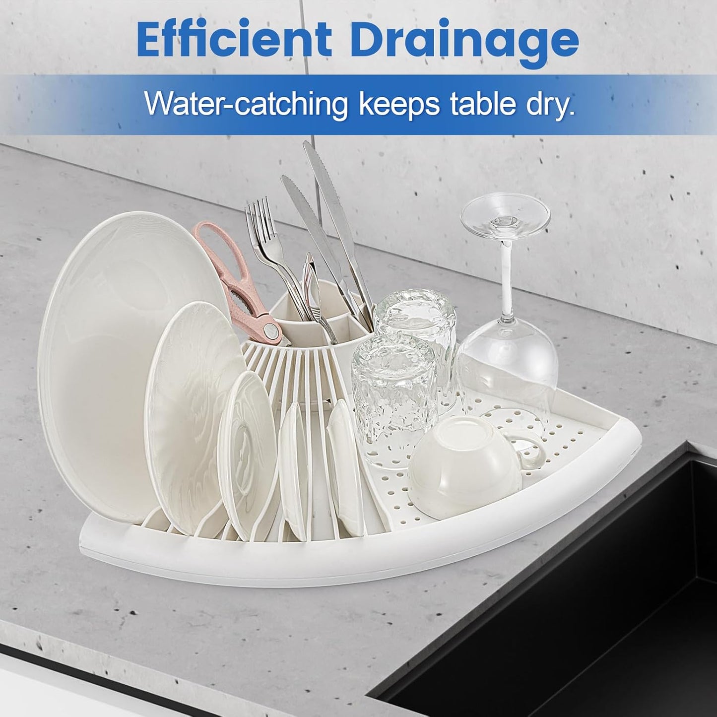 Dish Drying Rack - Plastic Corner Kitchen Dish Drying Rack,Multipurpose Sink Counter Storage Rack for Household