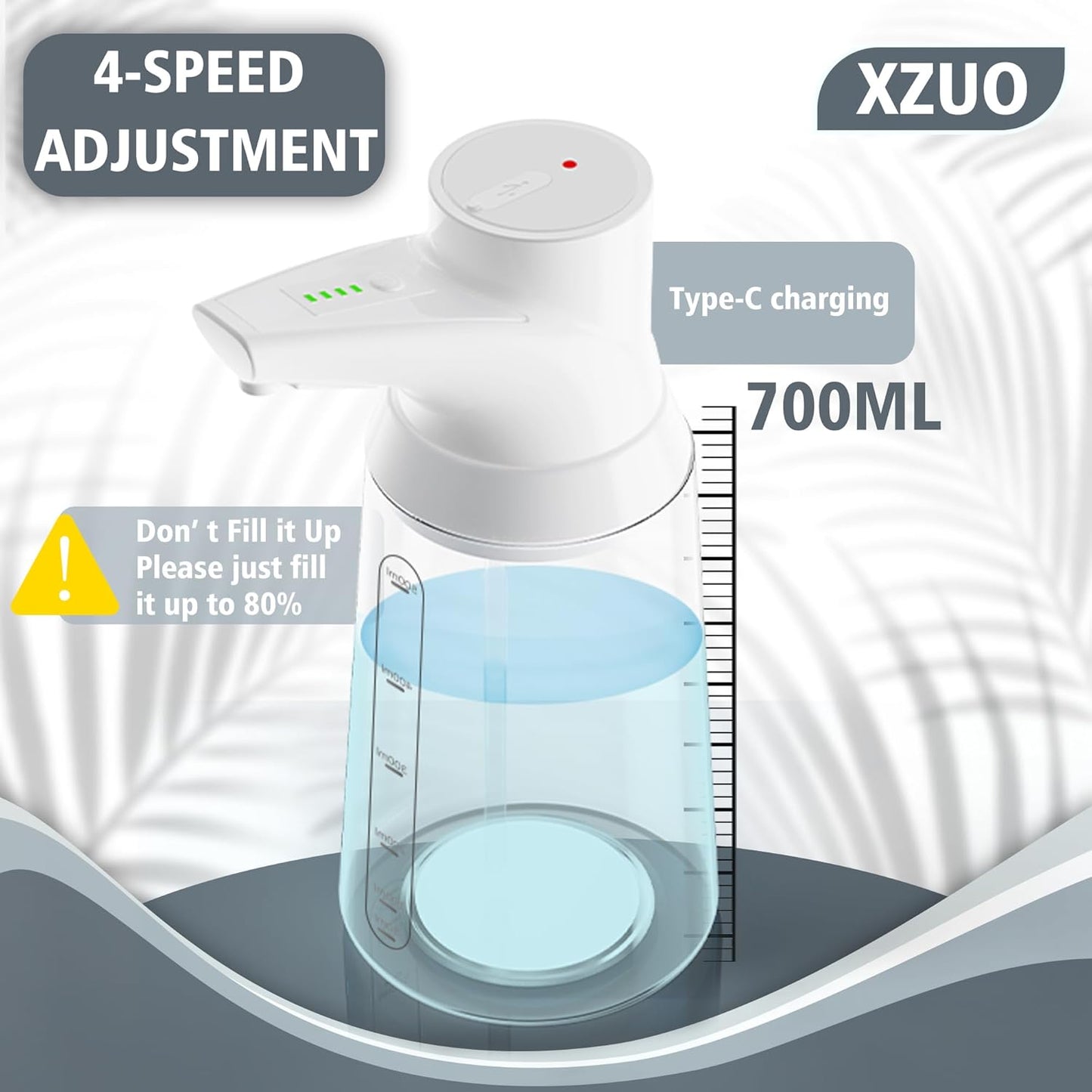 Automatic Soap Dispenser Touchless, 23.7oz/700ml, Rechargeable Liquid Soap Bottle with Motion Sensor for Bathroom & Kitchen