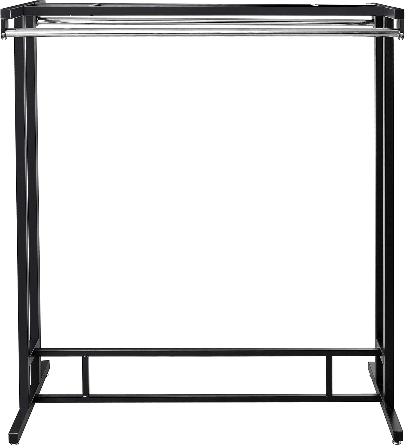 MyGift Black Stainless Steel Freestanding Garment Rack, Heavy Duty Double Rod Clothes Rack Clothing Hanger Stand with Storage Display Shelf