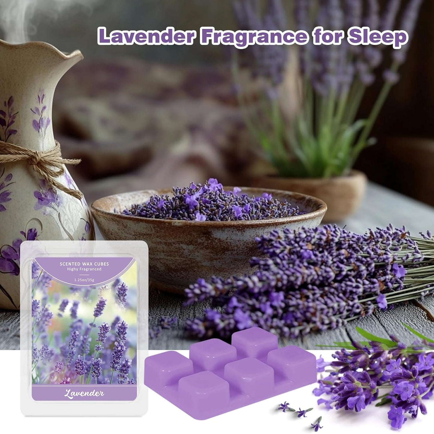 SCENTORINI Wax Melts Wax Cubes, Long Lasting Lavender Wax Melts for Sleep, Scentsy Wax Melts for Warmer 4 Pack, Scented Soy Wax Strong Scent, 4 * 1.25oz