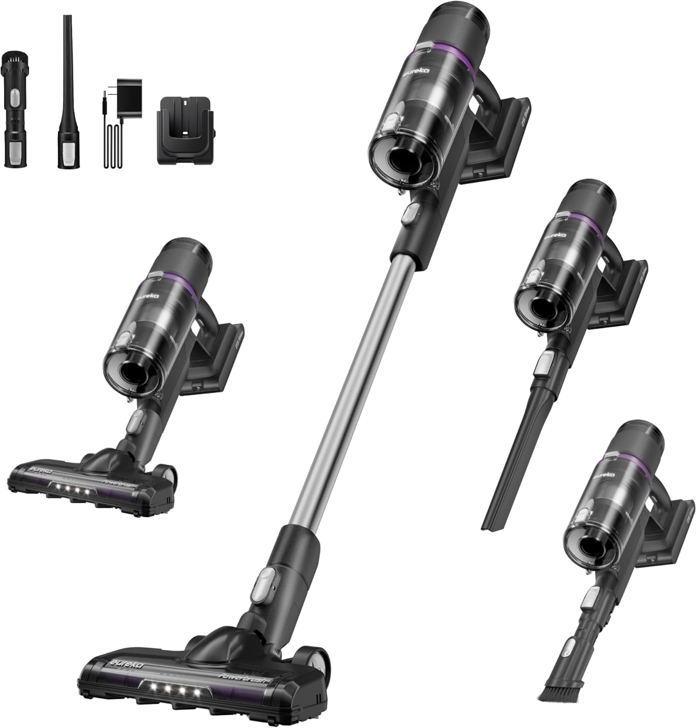 Eureka Cordless Vacuum Cleaner Lightweight, Stick Vacuum Rechargeable for Hardwood, Pet Hair, Black, ReactiClean 410