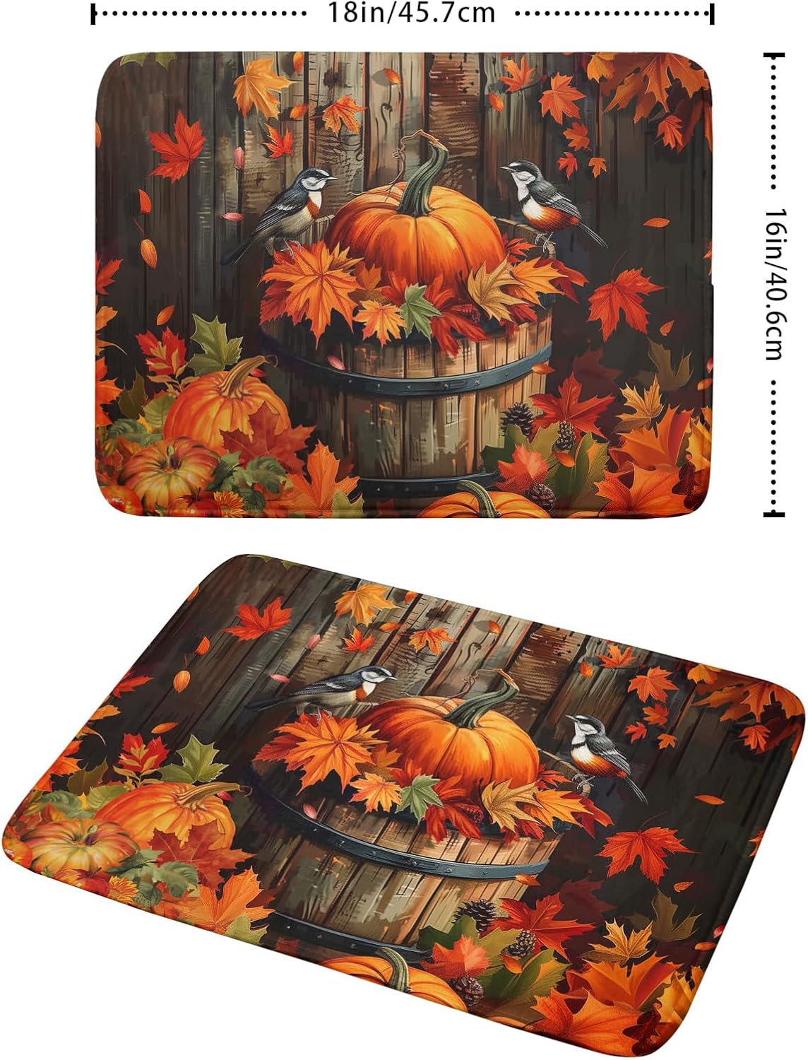 Fall Pumpkin Dish Drying Mat for Kitchen Counter Autumn Pumpkin Dish Mats for Drying 16x18 Inch Kitchen Decor Reversible Absorbent Microfiber Fall Thanksgiving Dishes Pad for Coffee Bar Accessories