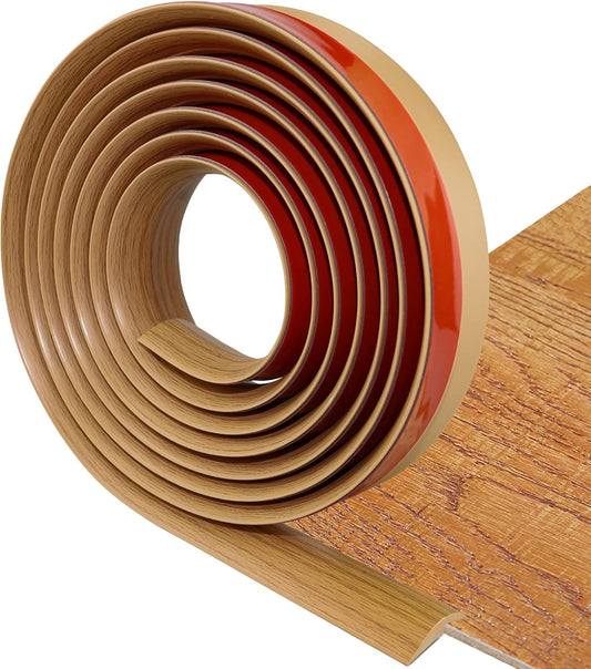 Floor Transition Strip Self Adhesive Carpet & Flooring Transitions Edging Trim Strip PVC Threshold Transitions Suitable for Threshold Height Less Than 5mm (10Ft, Wood Grain Light Brown-New)