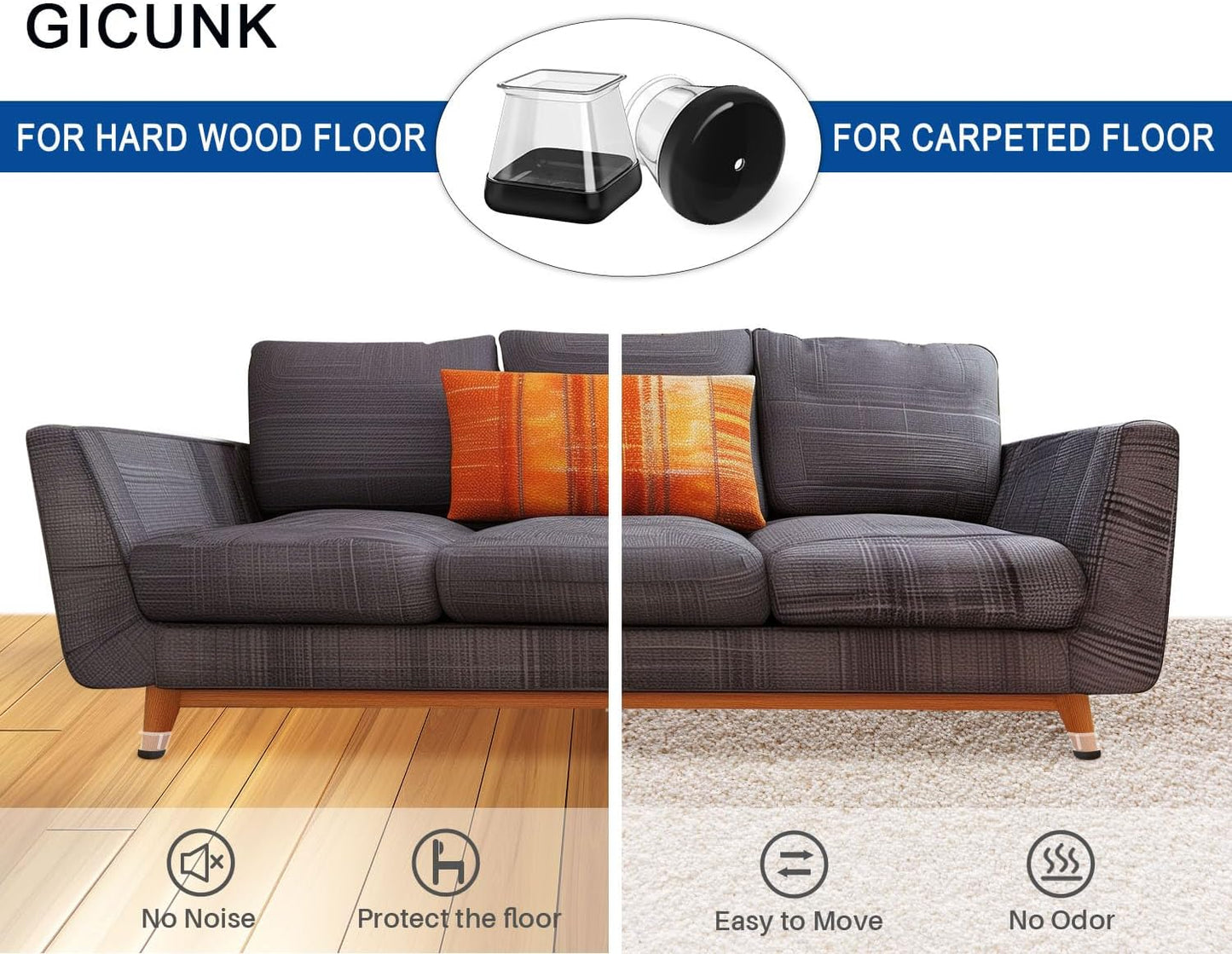 2024 New Chair Leg Floor Protectors for Hardwood Floors and Carpet Silicone Covers to Protect Wood Tile Floors Chair Sliders Non Slip Reduce Noise 28 Pcs Clear Round L Fit:1-3/16"~1-9/16"