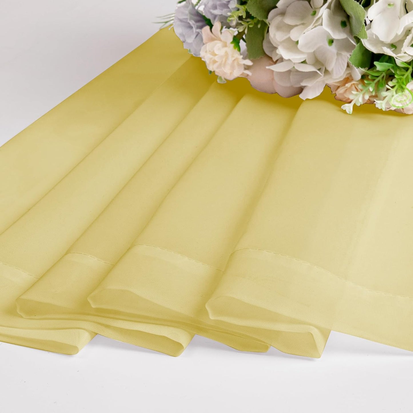 Chyhomenyc Yellow Sheer Curtains 30 inch Length 2 Panels, Light Filtering Voile Rod Pocket Short Window Curtians for Bathroom Living Room Farmhouse Small Windows, 42Wx30L inches