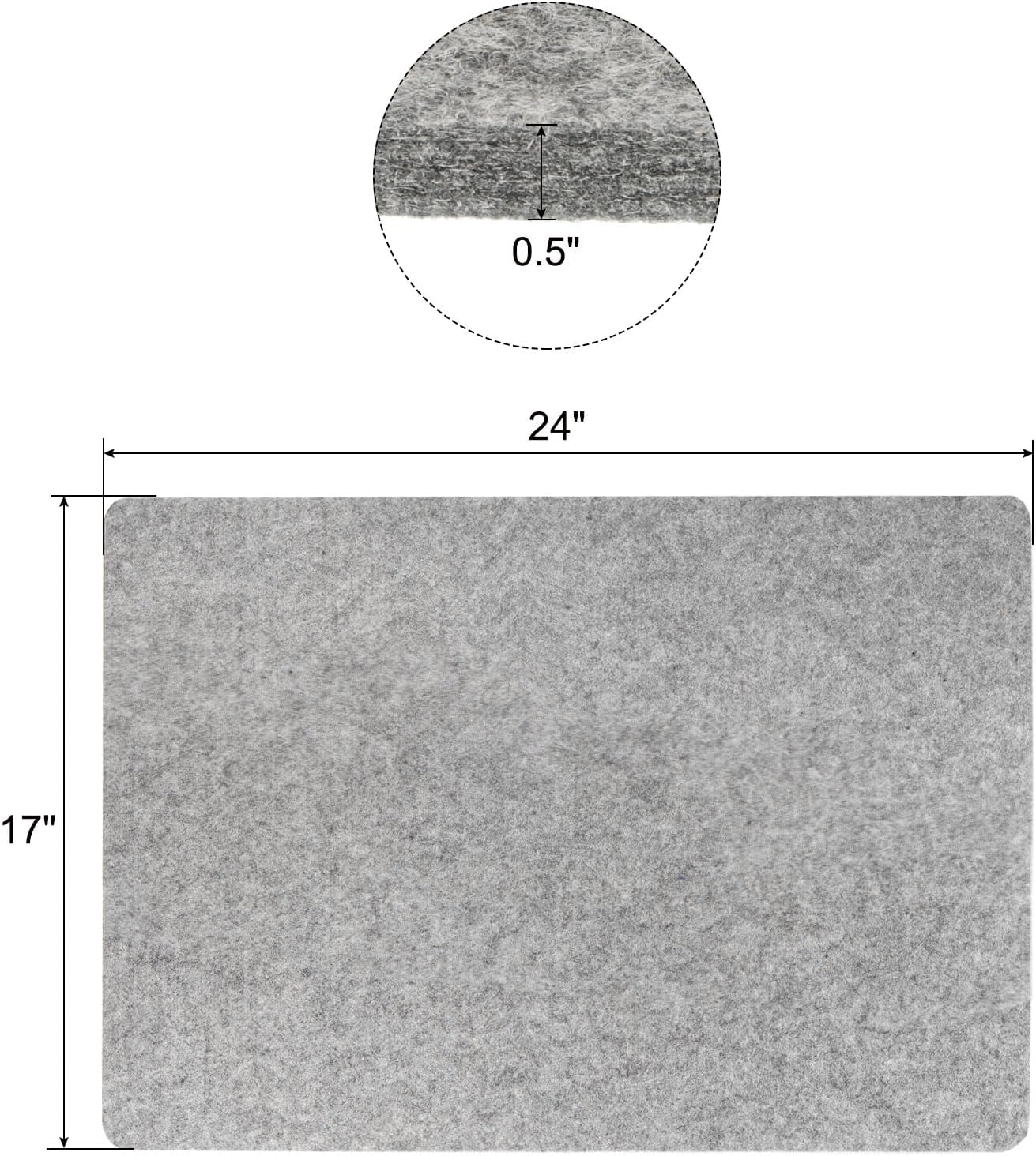 PATIKIL Wool Pressing Mat, 24" x 17" Wool Ironing Pad Blanket 0.5" Thickened Heat Resistant Quilting Ironing Pad for Quilters Sewing Craft, Grey