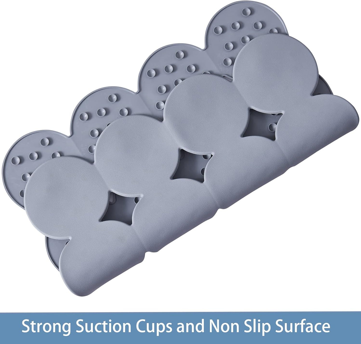 Square Shower Mat Nonslip - 2PCS Rubber Bathtub Mat with Suction Cups for Inside Shower Bathroom Floor (Grey, 21X21)