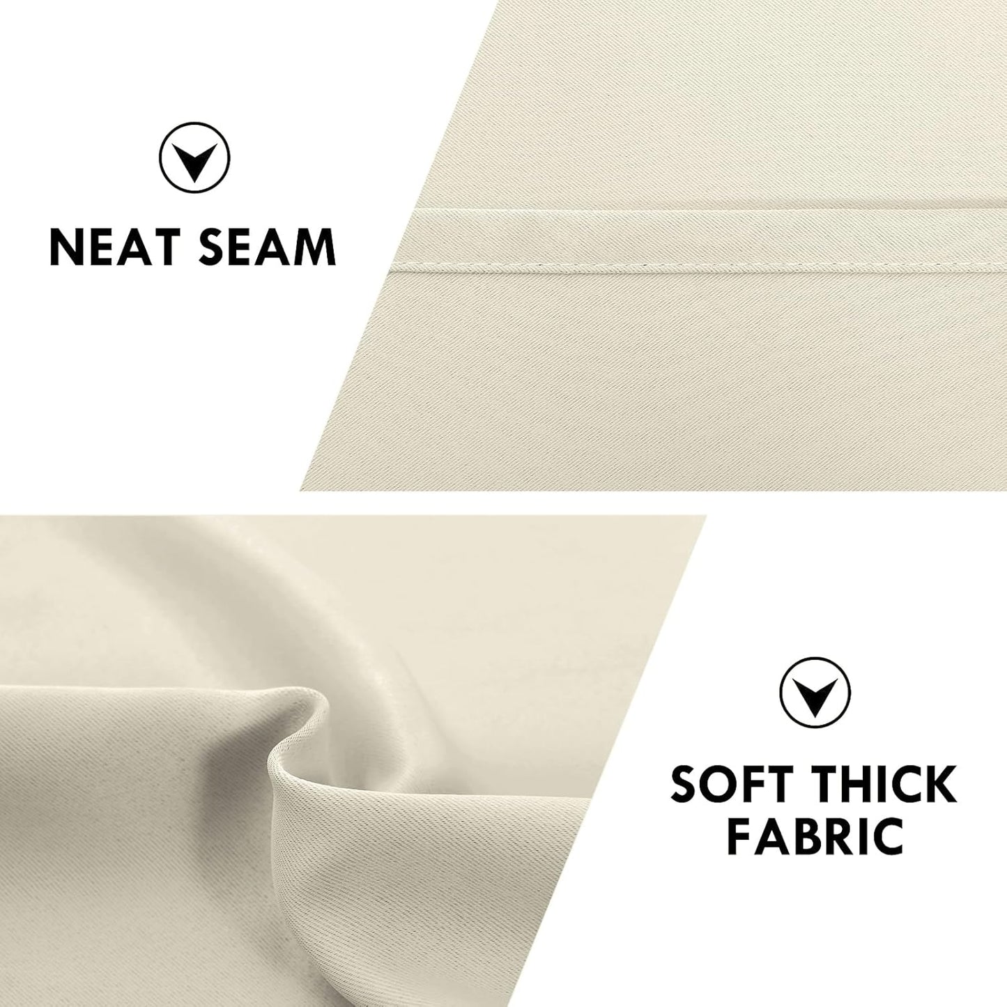 DWCN Blackout Curtains for Bedroom – Rod Pocket Thermal Insulated Noise Reducing Noise Reducing Drapes for Living Room, W 38 x L 63 Inch, 2 Panels, Light Beige