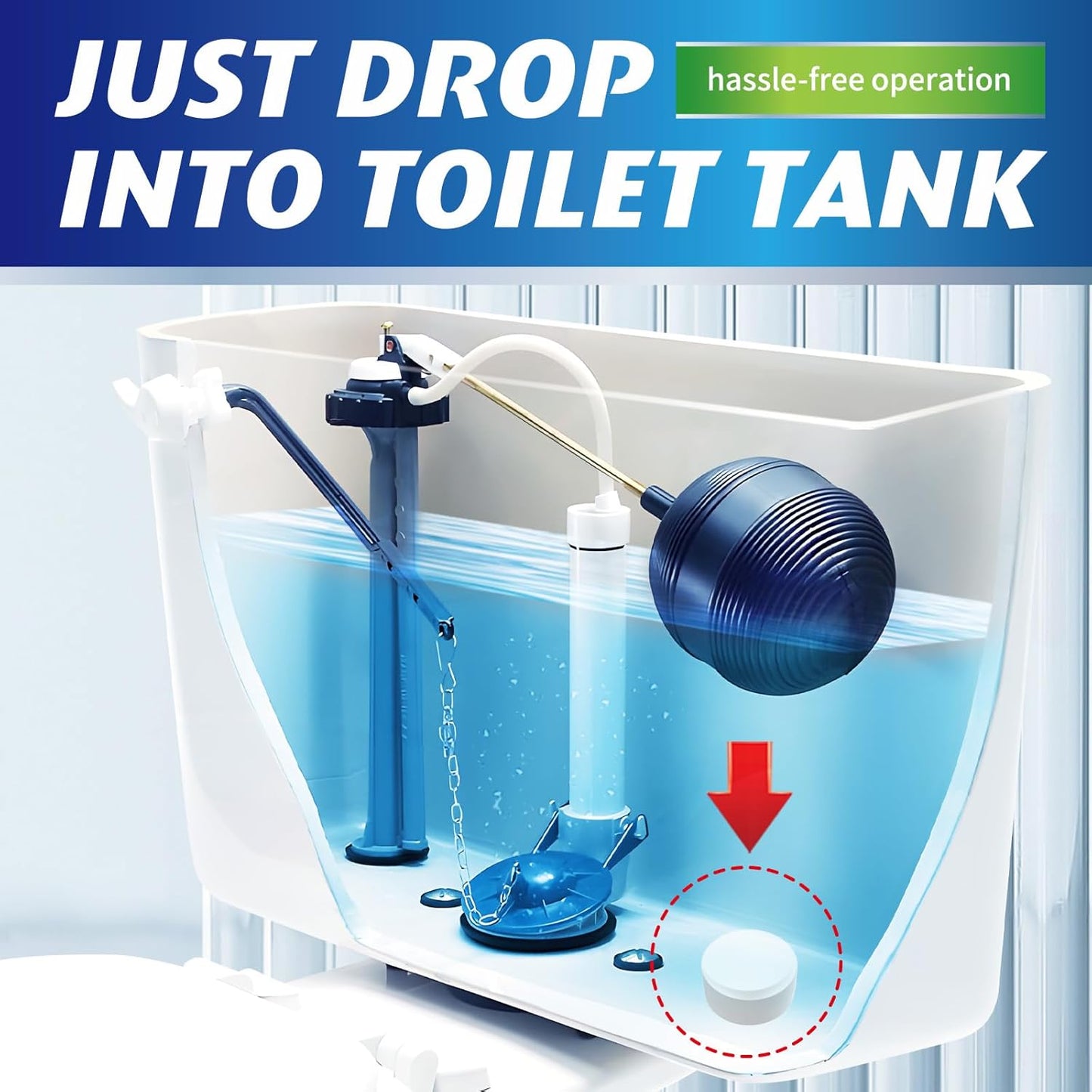 Toilet Bowl Cleaner Tablets - 40 PCS Automatic Bleach Toilet Cleaner Tablets, Slow-Releasing Deodorizing & Descaling, Powerful Bathroom Tank Cleaner