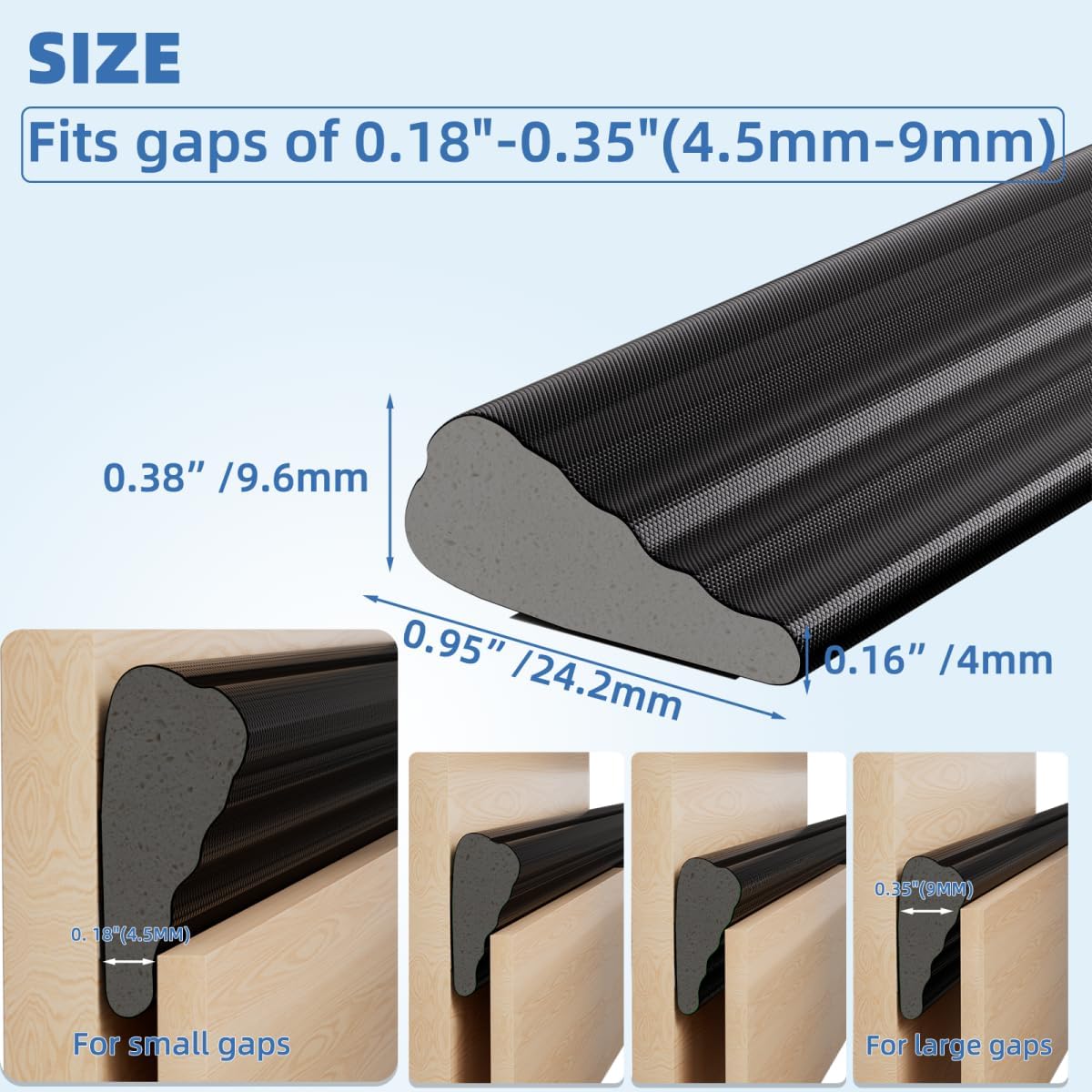 Wedge-Shape Window Weather Stripping Door Frame Seal Strip 196” Black,Upgrade Black Foam,Soundproofing,Draft Stopper,Winter Insulation,Noise Blocker, Gap Filler for Exterior Front Door Side