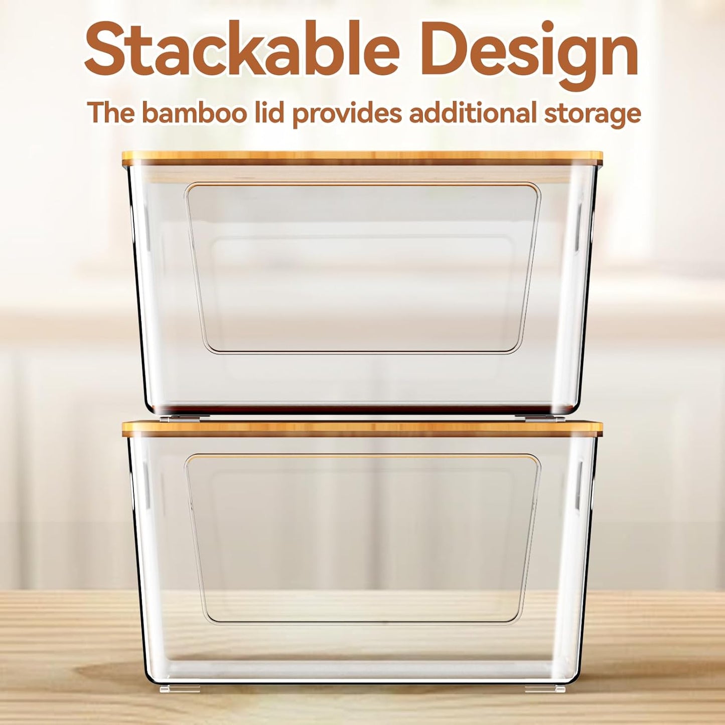 Trash Bag Holder with Bamboo Lid, Stackable Trash Bag Dispenser, Extra Large Storage for Kitchen Laundry Room Under Sink (1Pack)
