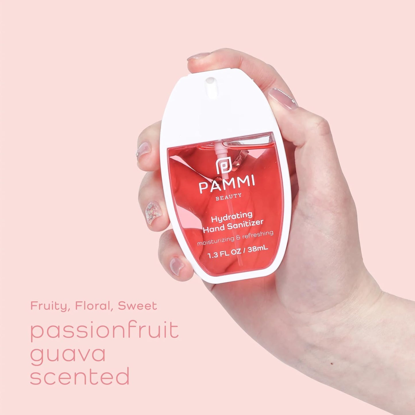PAMMI Power Mist Hydrating Hand Sanitizer Spray, Portable Travel Size Pocket Hand Sanitizer, Scented Handsanitizer Mini Spray For Car - 600 Sprays (2 Packs (Guava))