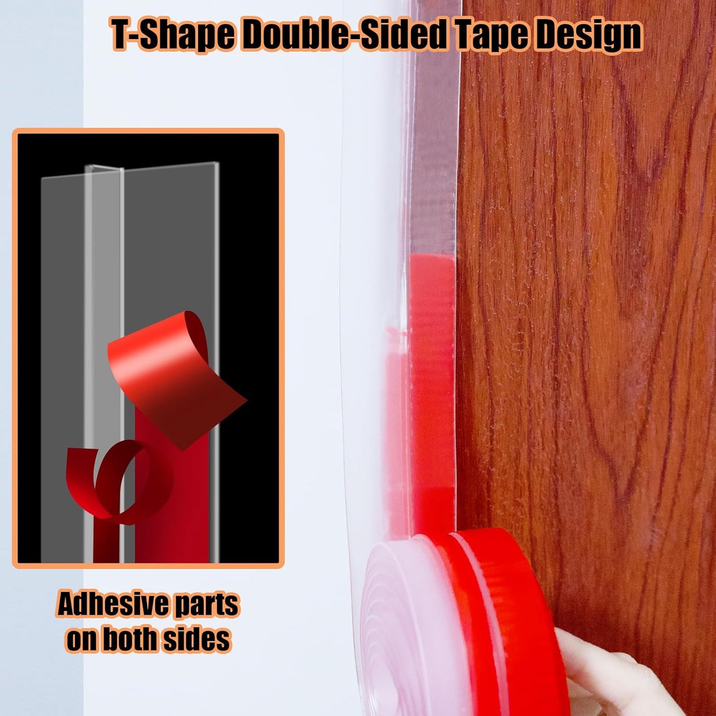Orghtin T-Shaped Silicone Seal Strip, Clear Door Sealer Weather Stripping, 20Ft Door Draft Stopper