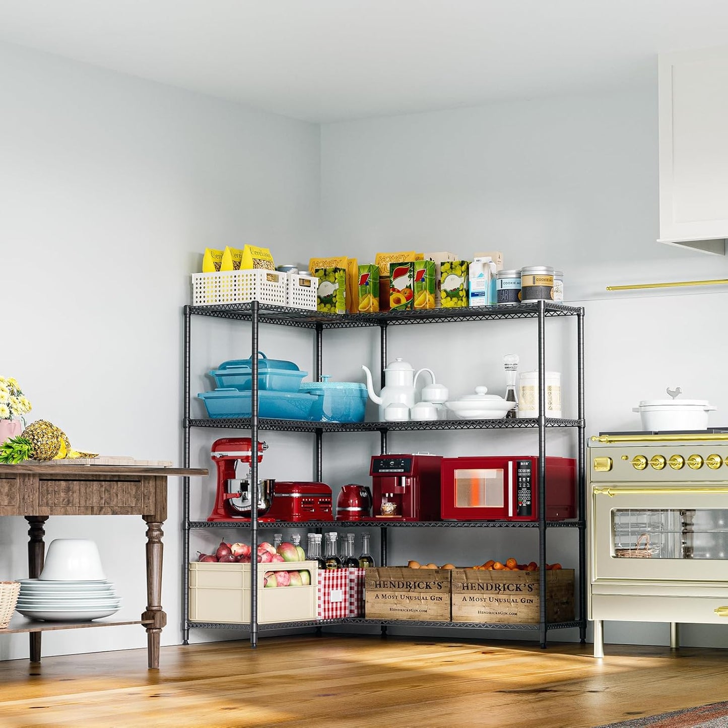 IZEUK 1147 LBS Garage Shelving Wide Storage Shelves Metal Shelves Heavy Duty Adjustable Utility Shelf Rack (Black, 4 Tiers, 15.7" D x 33.5" W x 59.5" H)