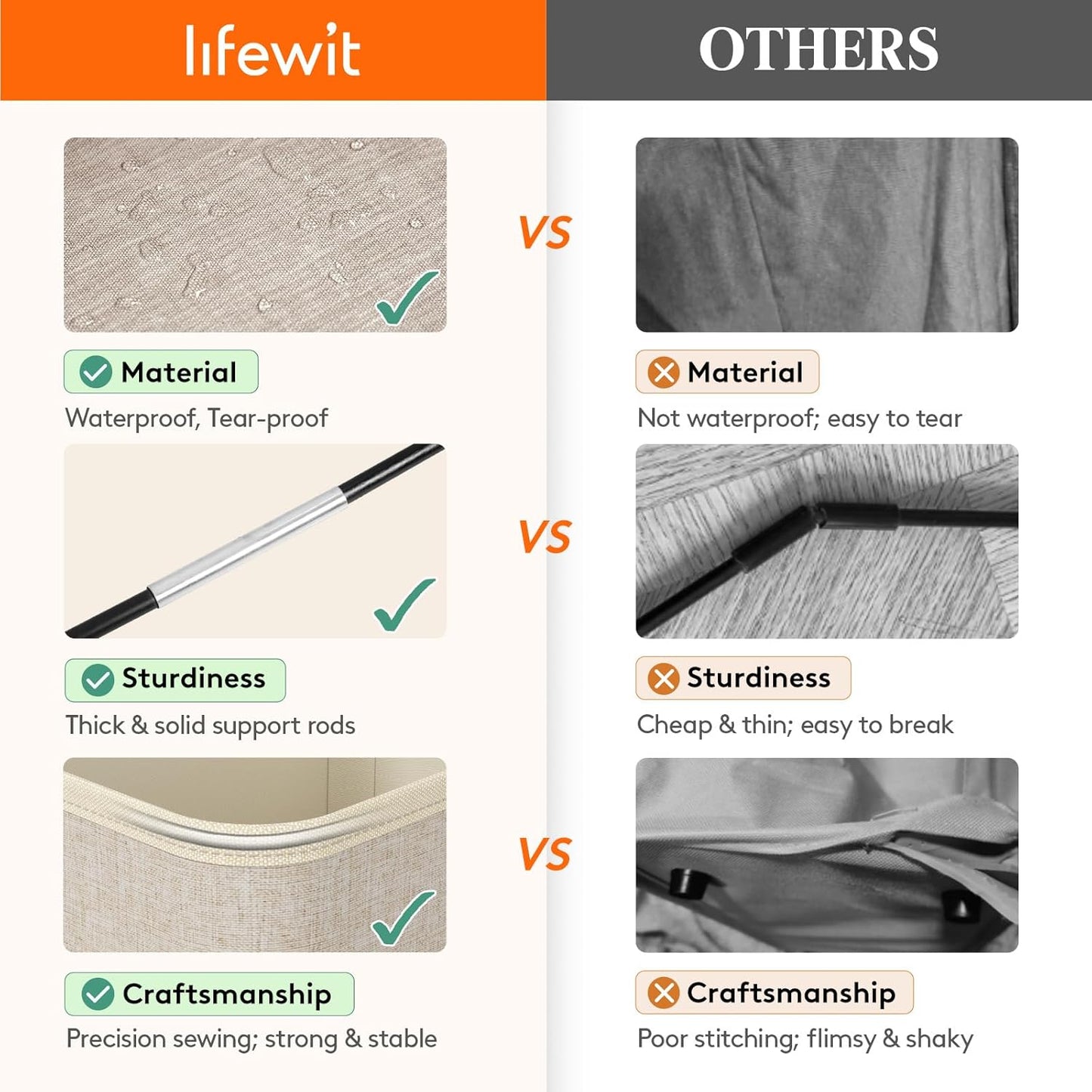 Lifewit 80L Large Tall Laundry Hamper, Collapsible Laundry Basket with Handles, Foldable Clothes Hampers for Laundry, Portable Dirty Clothes Hamper for Dorm College Bedroom Bathroom, Beige