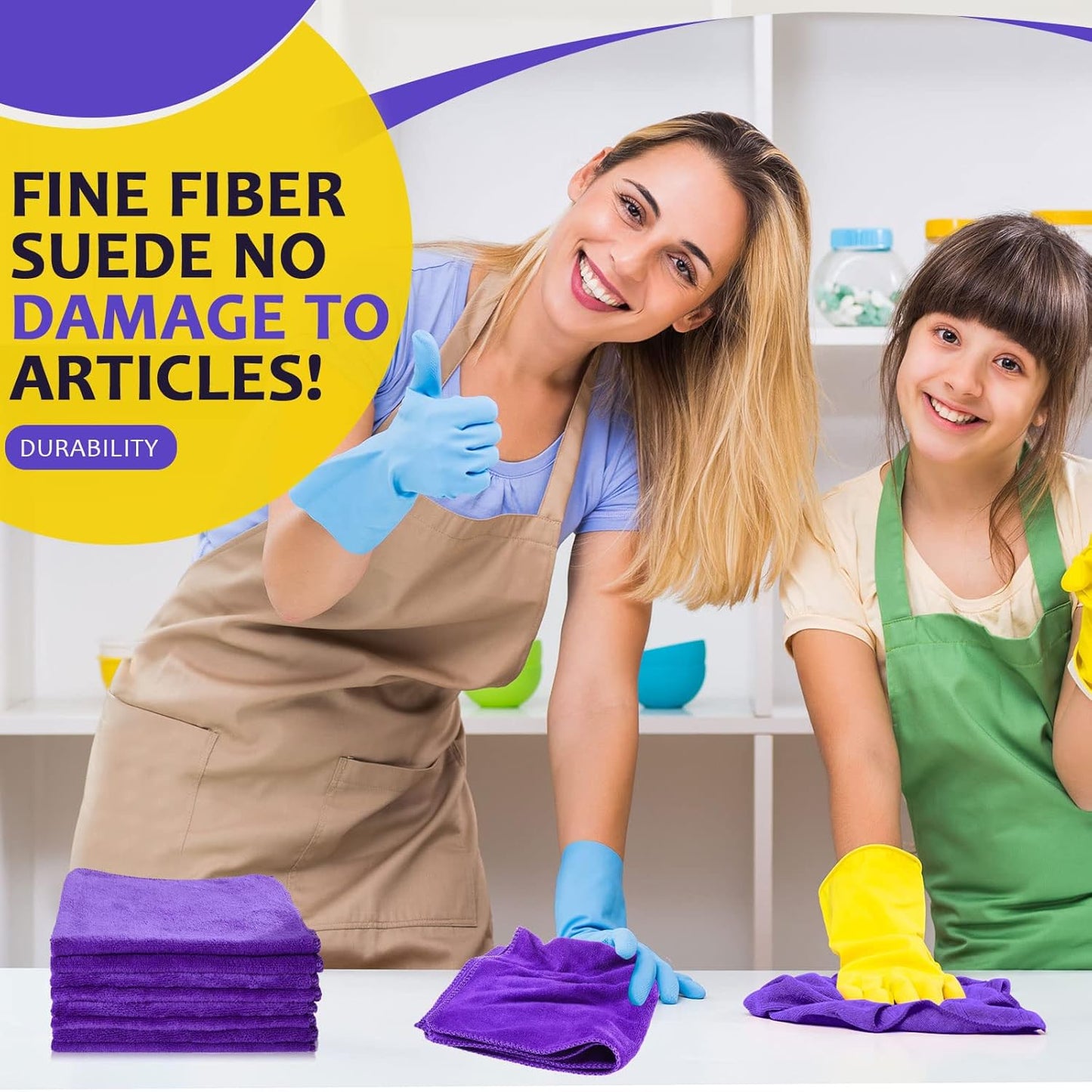 Nuenen Microfiber Cleaning Cloths for Cars 16 x 16 Inch Ultra Absorbent Car Towels Drying Reusable Cleaning Supplies House Kitchen Window Microfiber Towel(Purple,60 Pcs)