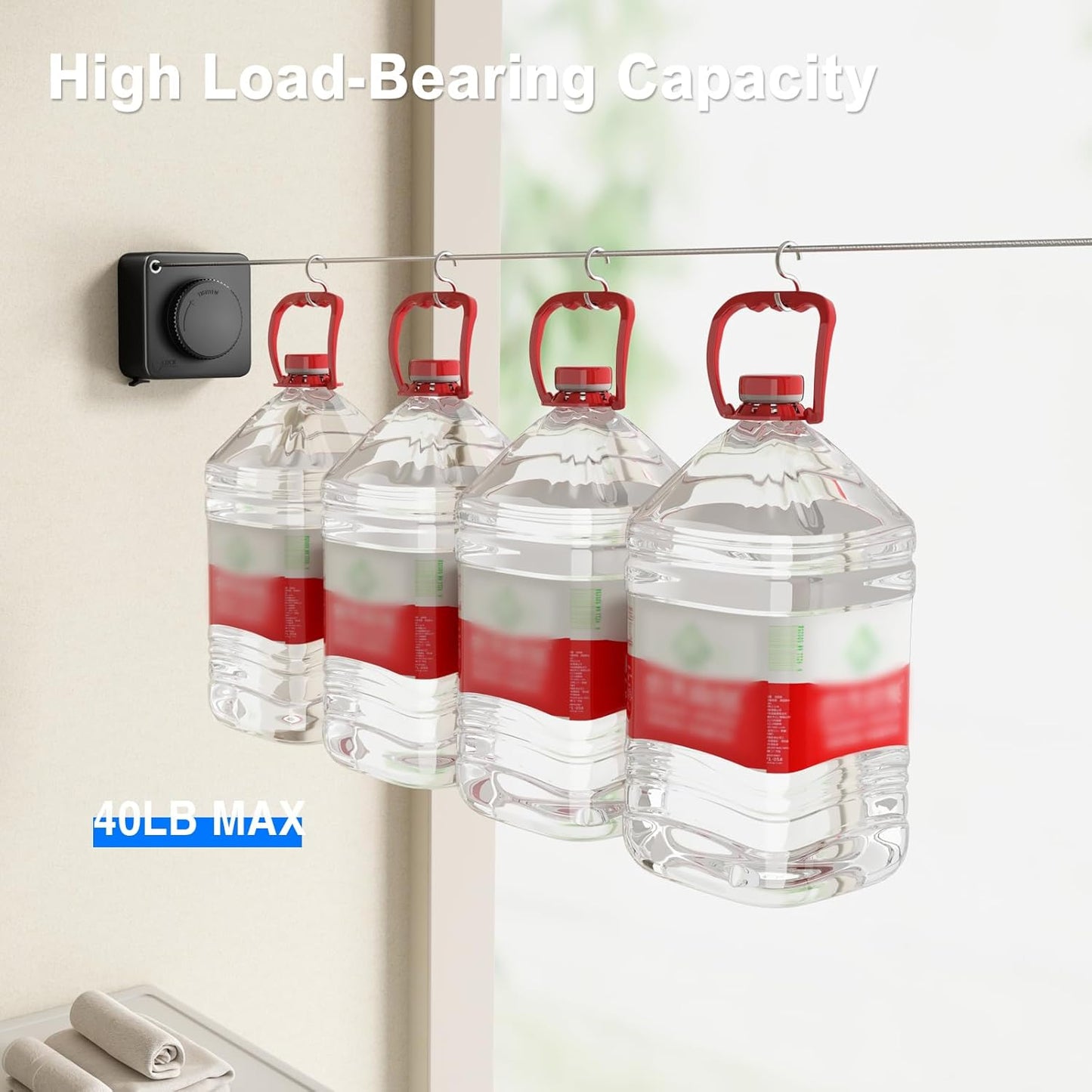 Retractable Clothesline Indoor, Non-Sagging Outdoor Clothes Line Retracting Heavy Duty Clothes Drying Laundry Line Wall Mounted Stainless Steel Line-15.1 Feets(Black)