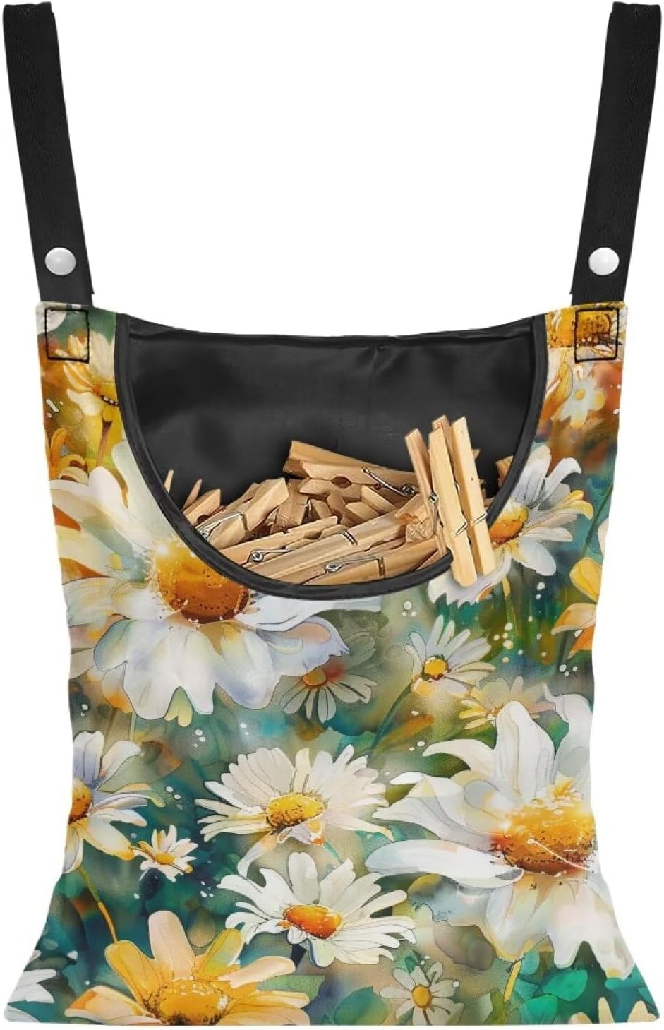 Daisy Clothespin Organizer Bag Shell Beach Clothespin Bags with Hanging Hook Waterproof Clothes Pin Storage Organizer with Large Opening Clothespin Bag for Clothesline Outdoor