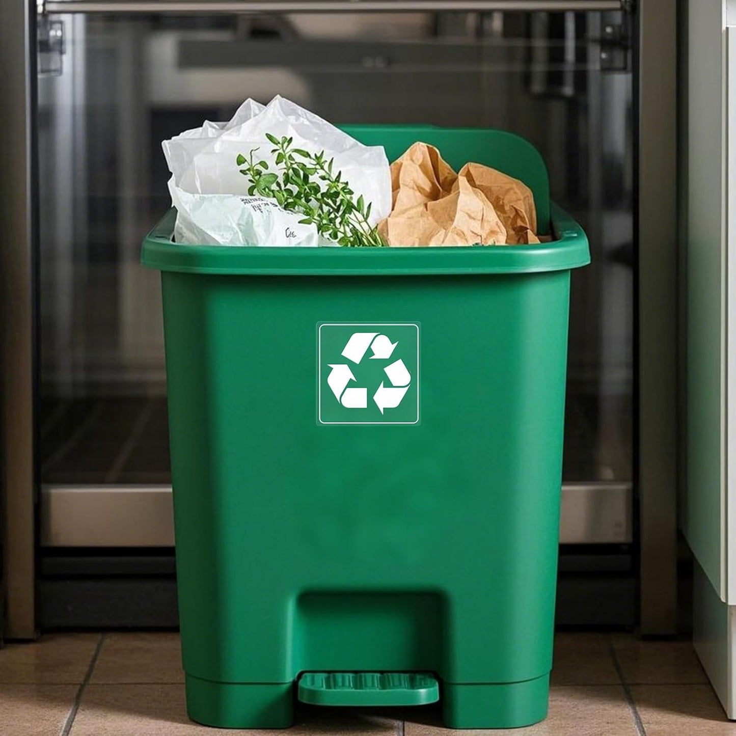 10 Pack Recycle and Trash Clear Stickers 3×3 Inches Vinyl Transparent Weatherproof Self Adhesive Waste Sign for Bins Home Business